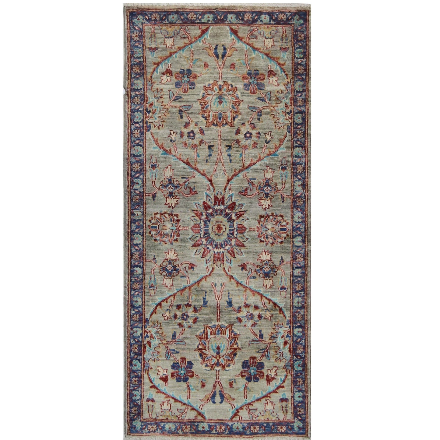 ARYANA ARYAN LIGHT GREEN / NAVY 2' X 4'10"