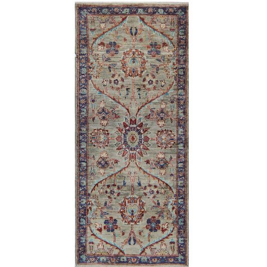 ARYANA ARYAN LIGHT GREEN / NAVY 2' X 4'10"