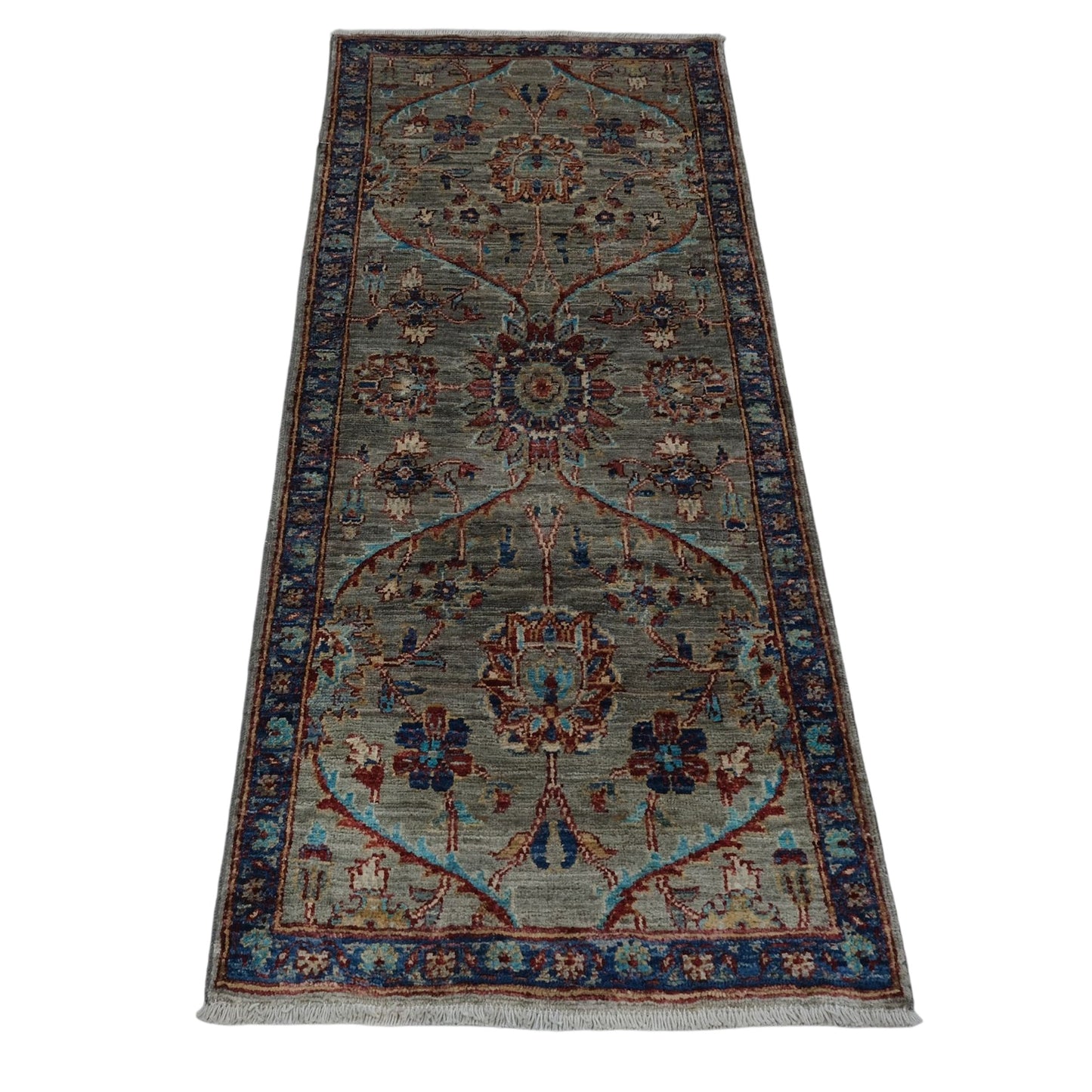 ARYANA ARYAN LIGHT GREEN / NAVY 2' X 4'10"