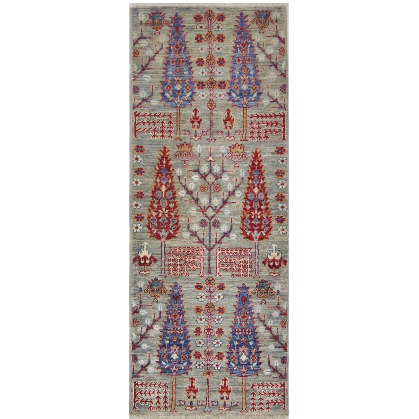 ARYANA ARYAN LIGHT GREEN / NAVY 2' X 5'2"