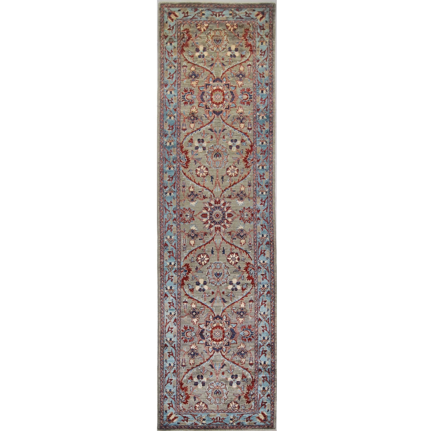 ARYANA ARYAN LIGHT GREEN / LIGHT BLUE 2'7" X 9'10"