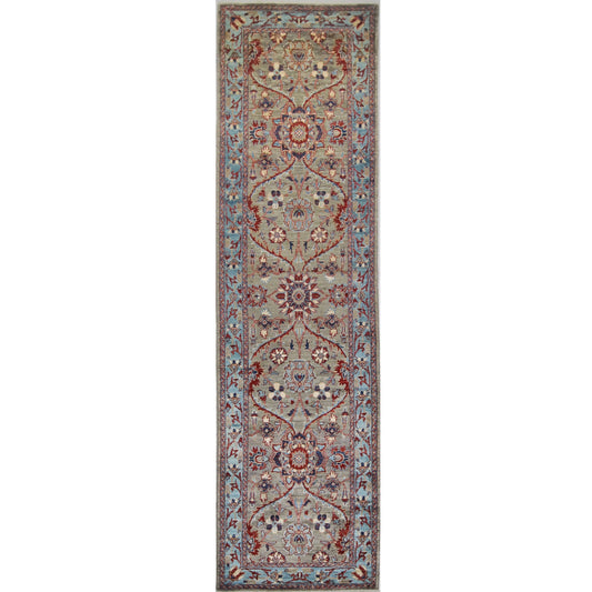 ARYANA ARYAN LIGHT GREEN / LIGHT BLUE 2'7" X 9'10"