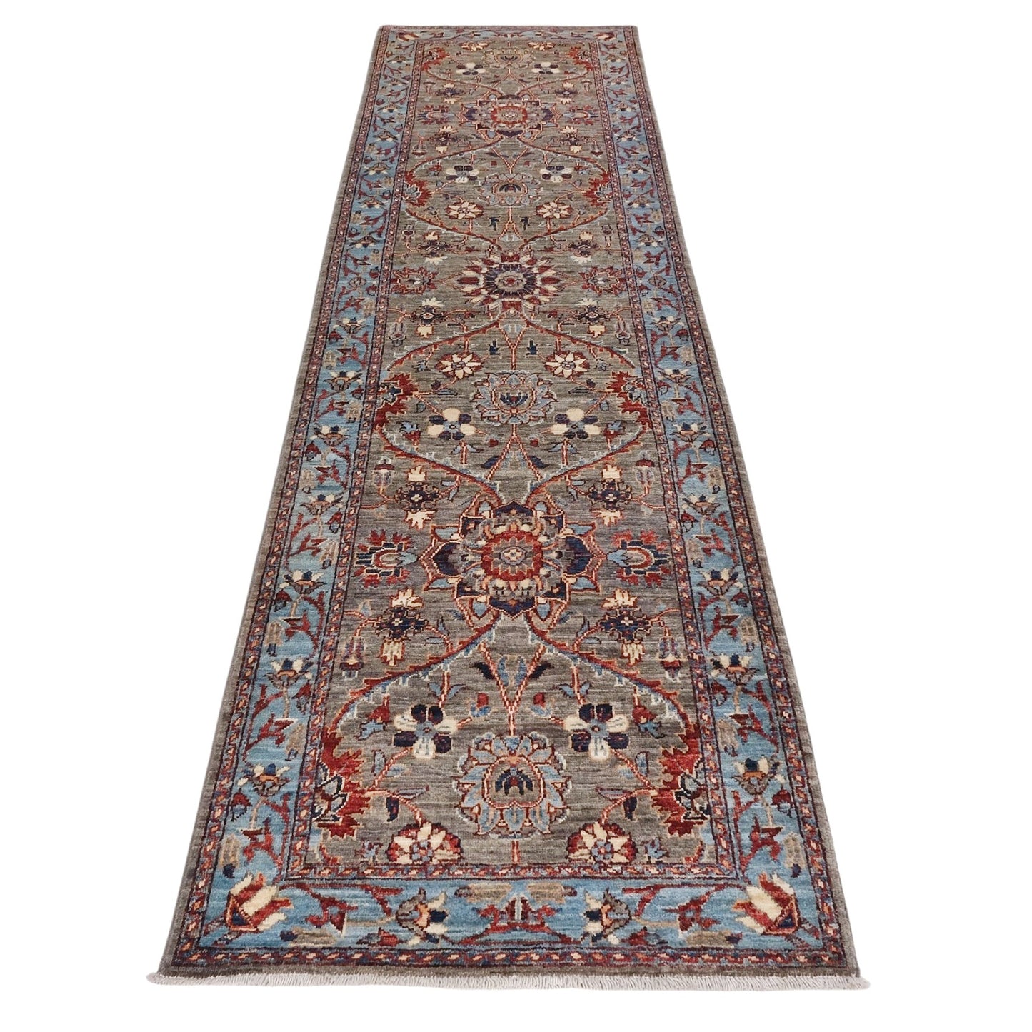 ARYANA ARYAN LIGHT GREEN / LIGHT BLUE 2'7" X 9'10"