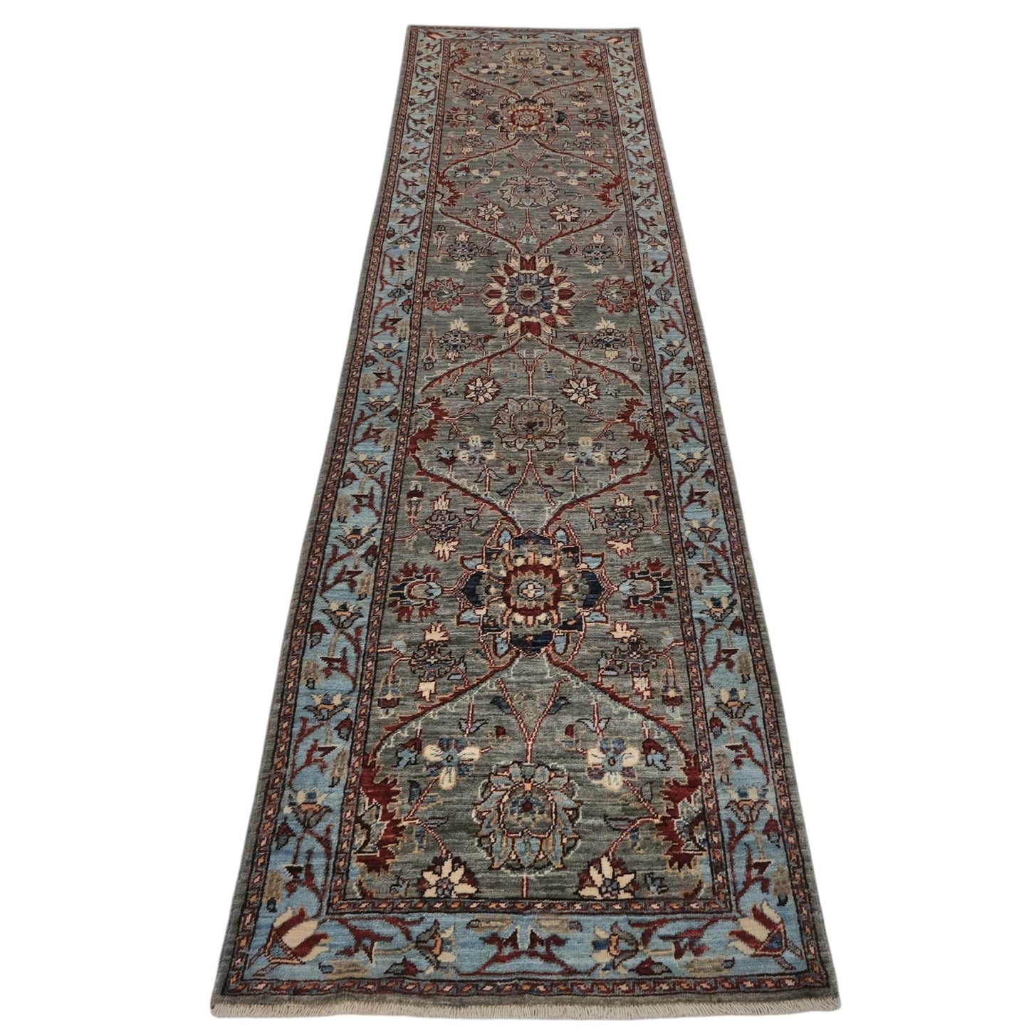 ARYANA ARYAN LIGHT GREEN / LIGHT BLUE 2'7" X 10'2"