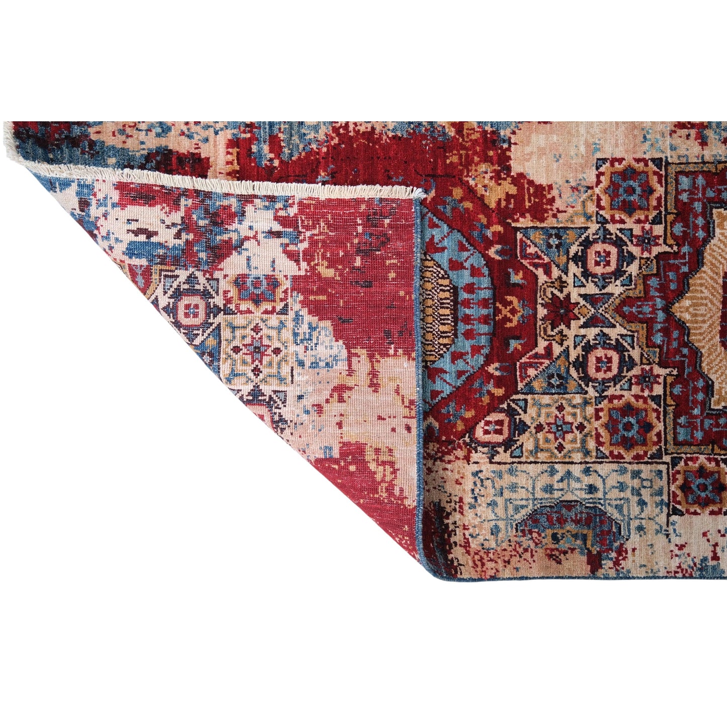 ARYANA ARYAN LIGHT BLUE / RED 2'4" X 24'7"