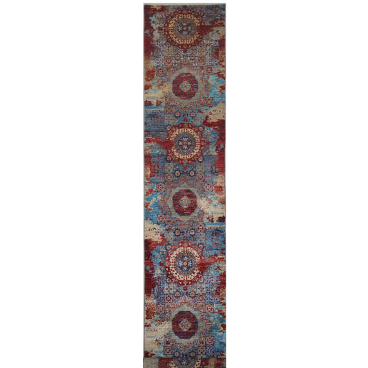 ARYANA ARYAN LIGHT BLUE / RED 2'5" X 13'5"