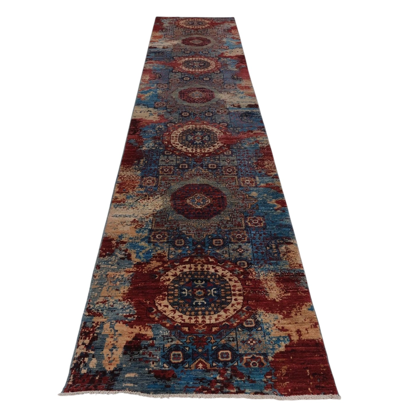 ARYANA ARYAN LIGHT BLUE / RED 2'5" X 13'5"