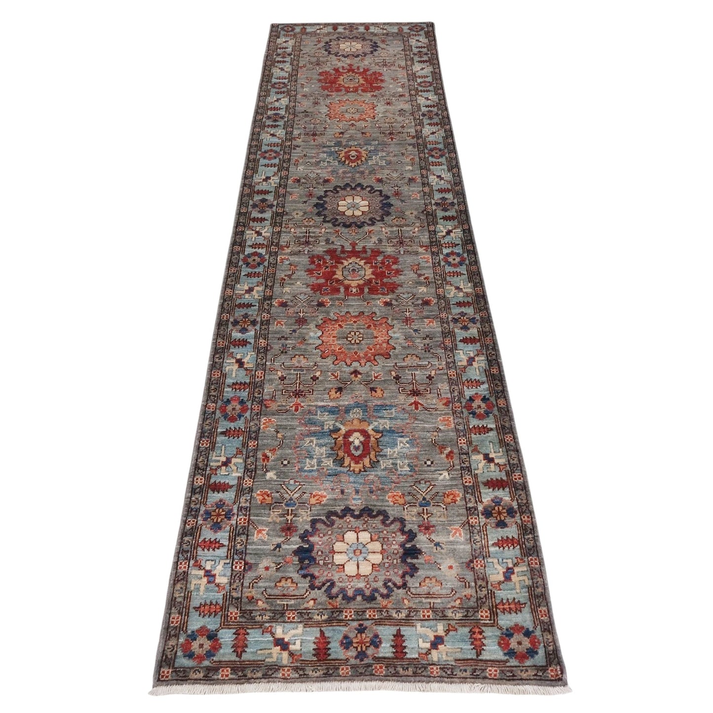 ARYANA ARYAN LIGHT GREEN / LIGHT BLUE 2'7" X 9'11"