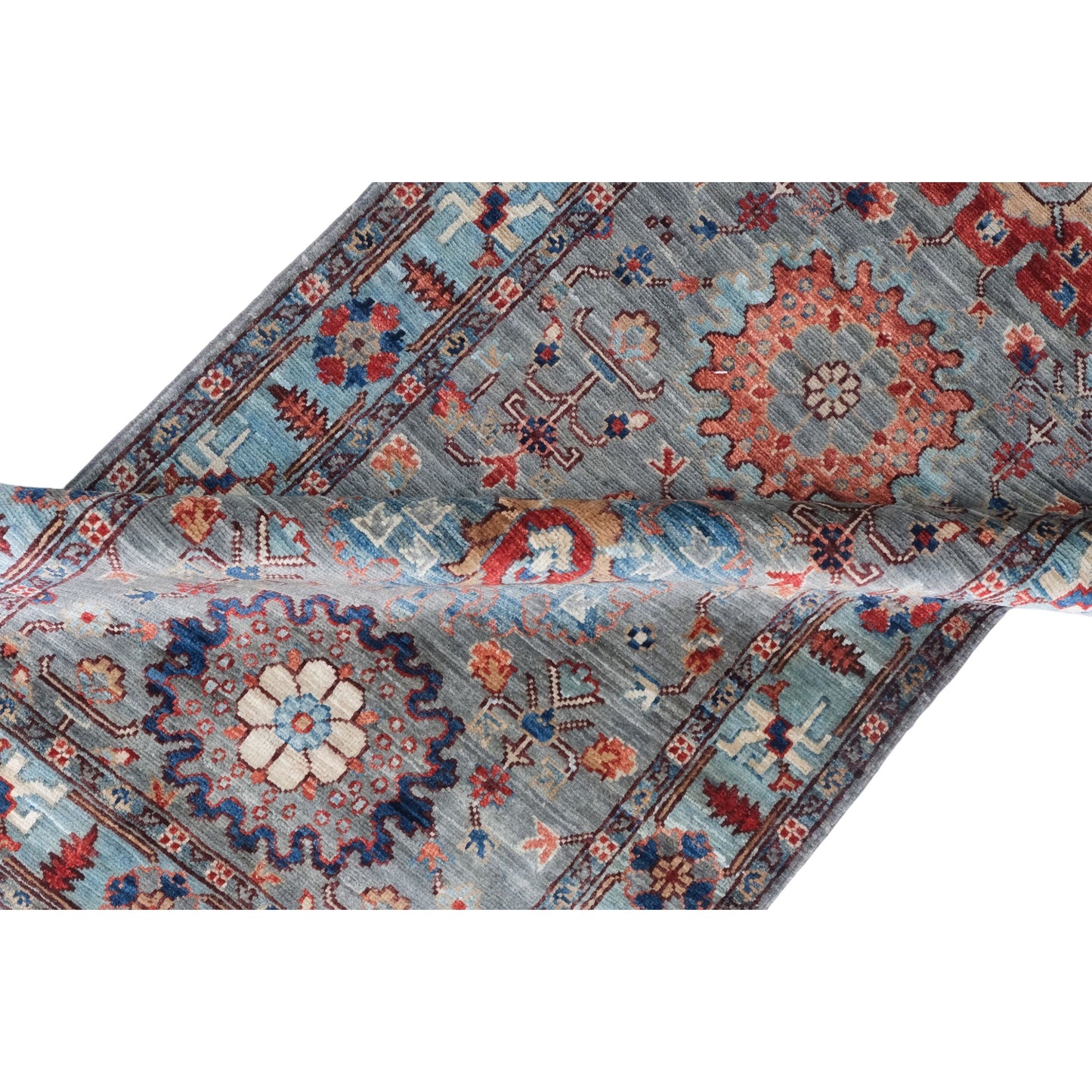 ARYANA ARYAN LIGHT GREEN / LIGHT BLUE 2'7" X 9'11"