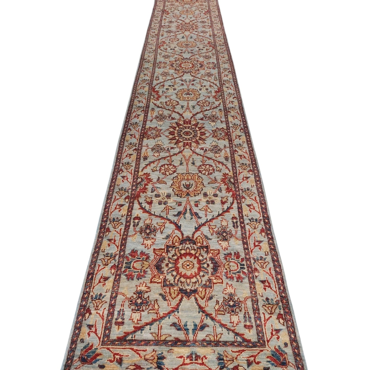 ARYANA ARYAN LIGHT BLUE / RED 2'5" X 15'4"