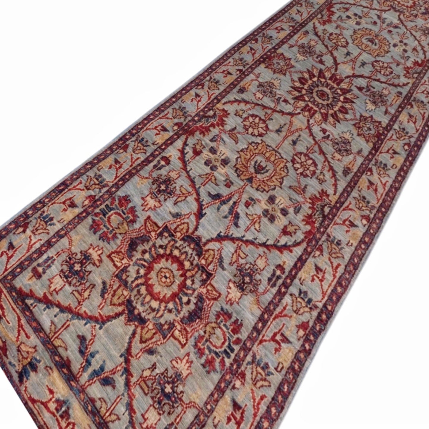 ARYANA ARYAN LIGHT BLUE / RED 2'5" X 15'4"