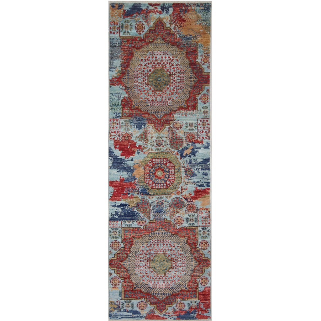 ARYANA ARYAN LIGHT BLUE / RED 2'6" X 7'11"