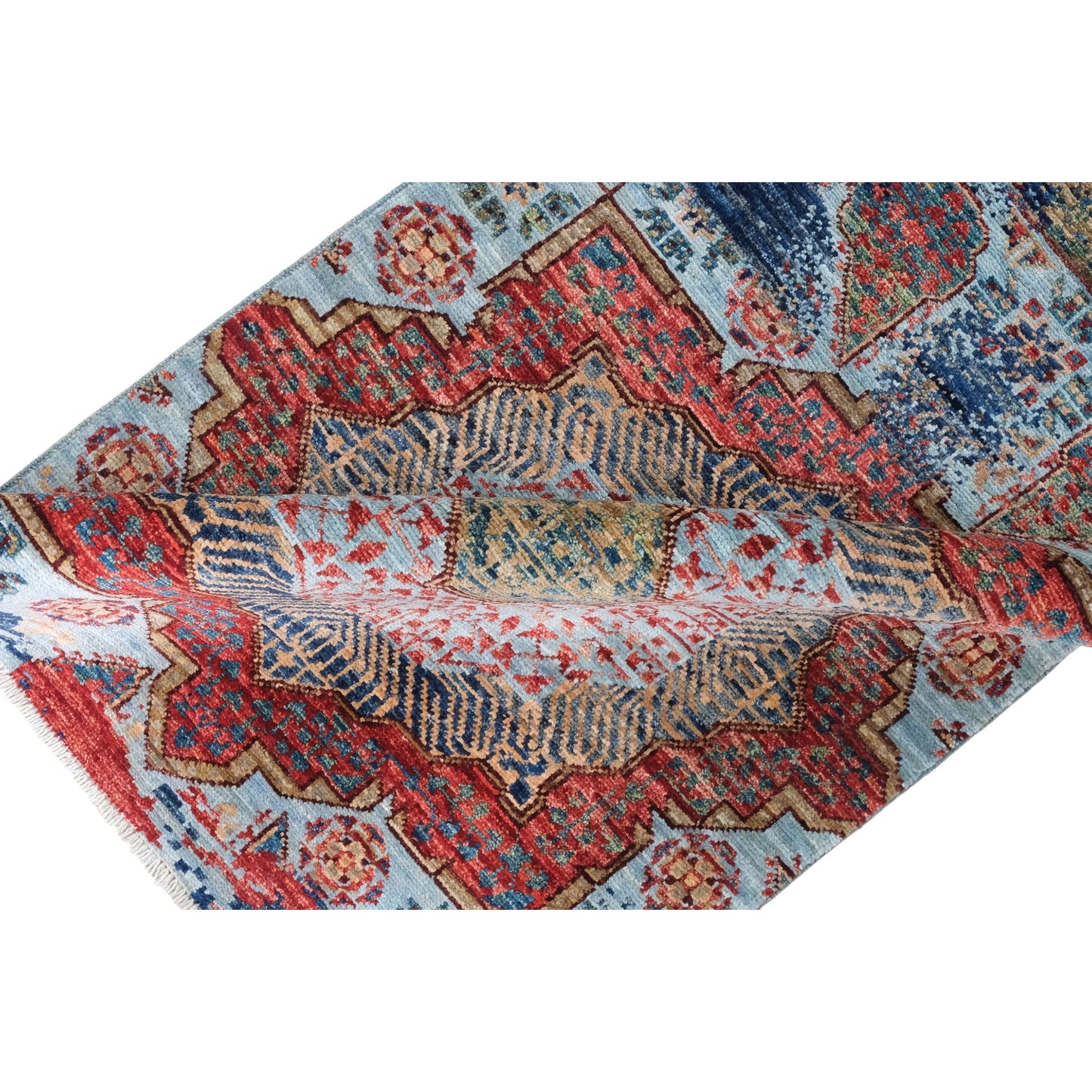 ARYANA ARYAN LIGHT BLUE / RED 2'6" X 7'11"