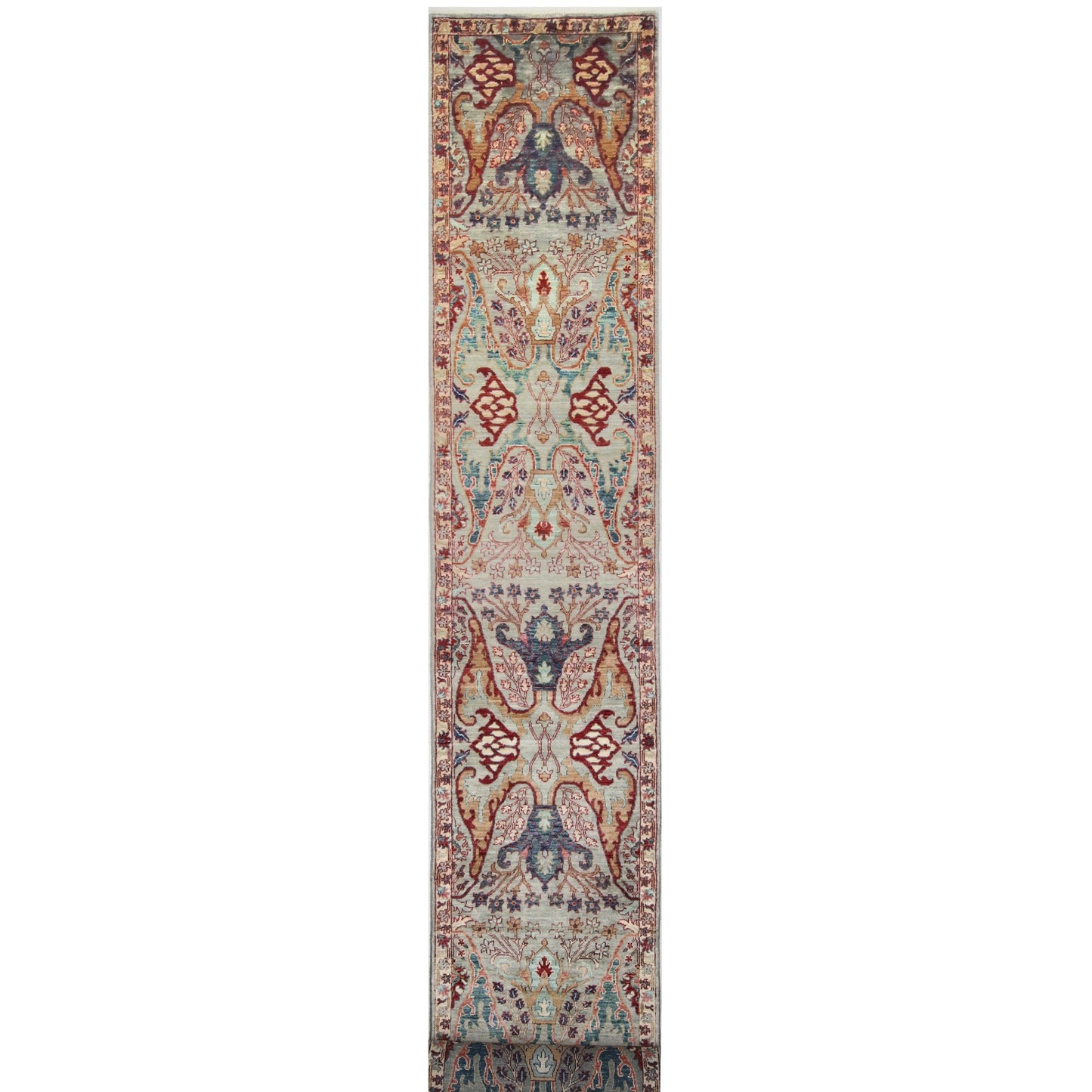 ARYANA ARYAN LIGHT GREEN / RED 2'5" X 19'7"