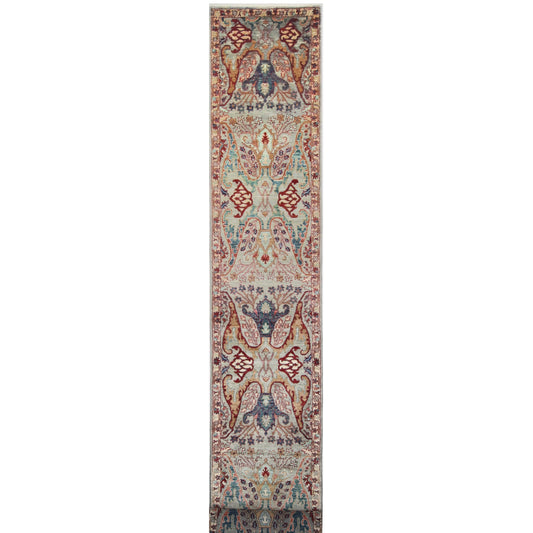 ARYANA ARYAN LIGHT GREEN / RED 2'5" X 19'7"