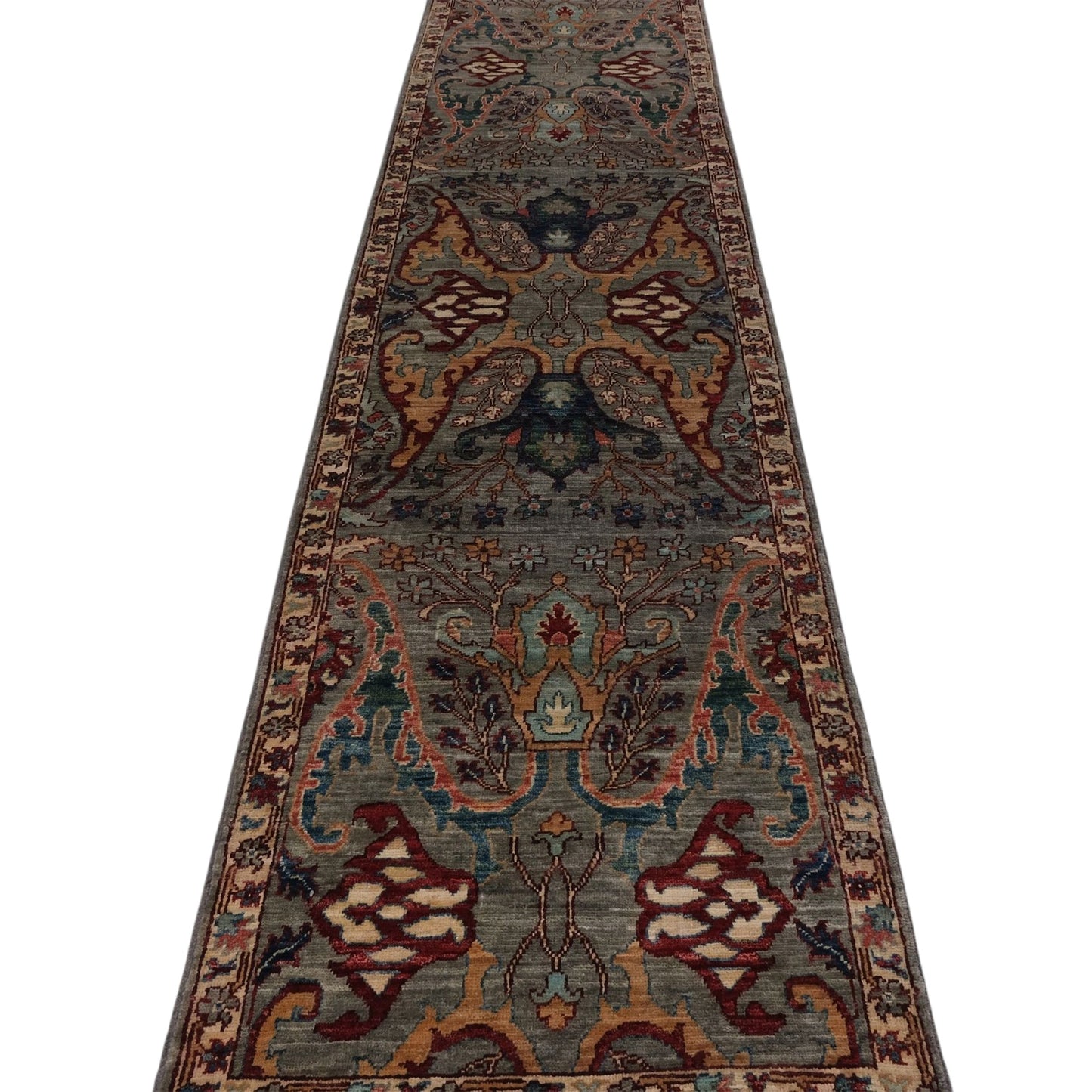 ARYANA ARYAN LIGHT GREEN / RED 2'5" X 19'7"