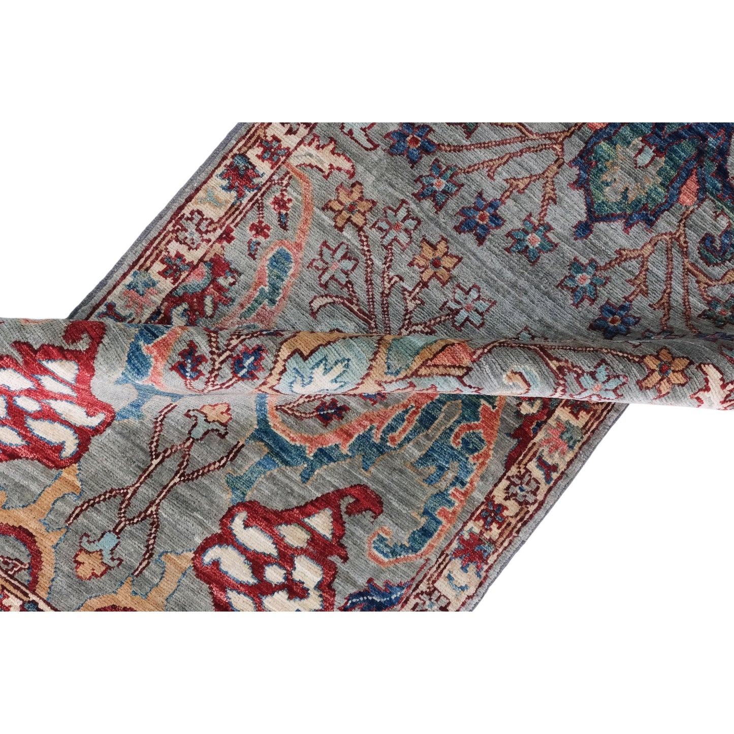 ARYANA ARYAN LIGHT GREEN / RED 2'5" X 19'7"