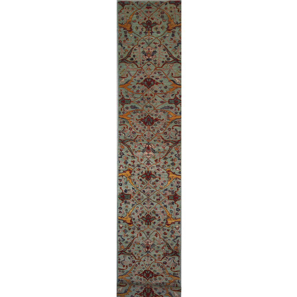ARYANA ARYAN LIGHT GREEN / RED 2'5" X 19'4"