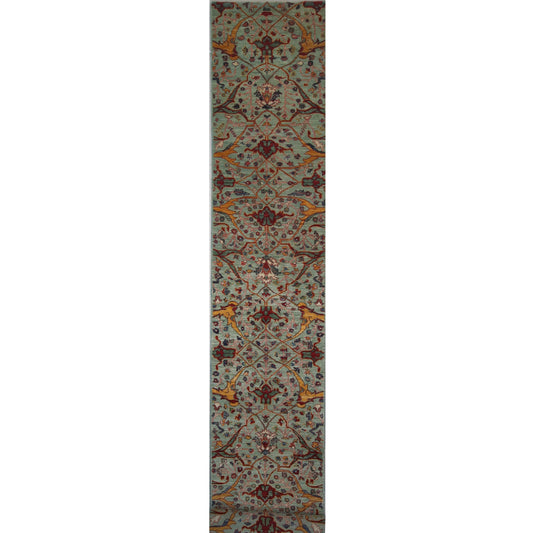 ARYANA ARYAN LIGHT GREEN / RED 2'5" X 19'4"