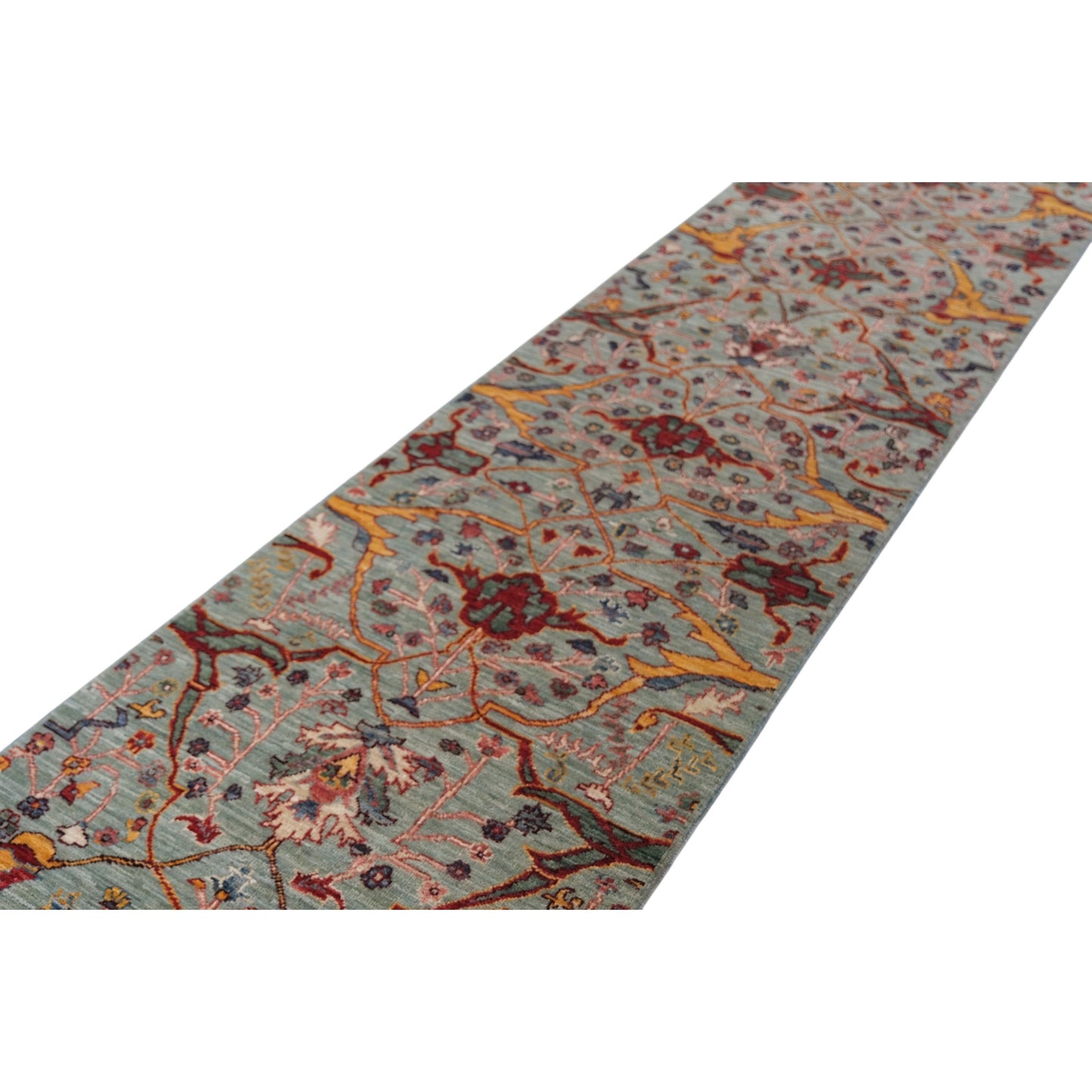 ARYANA ARYAN LIGHT GREEN / RED 2'5" X 19'4"