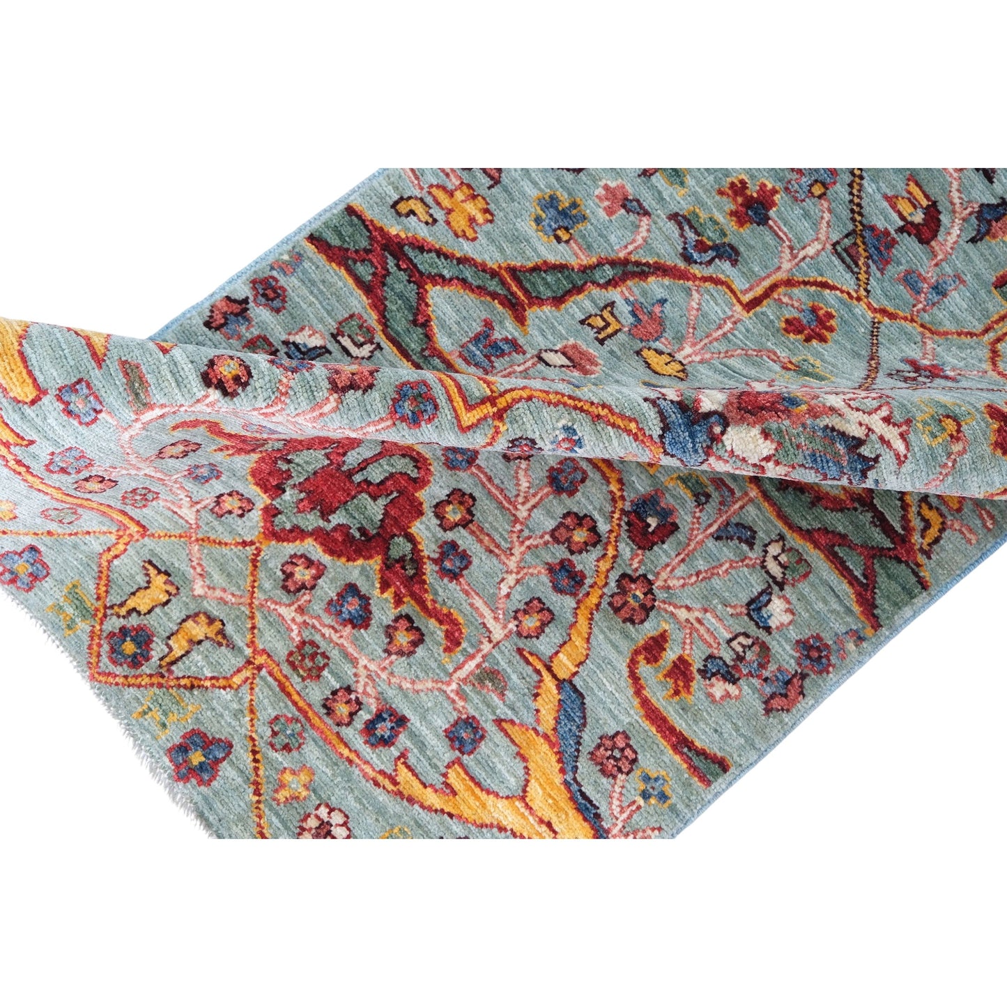 ARYANA ARYAN LIGHT GREEN / RED 2'5" X 19'4"