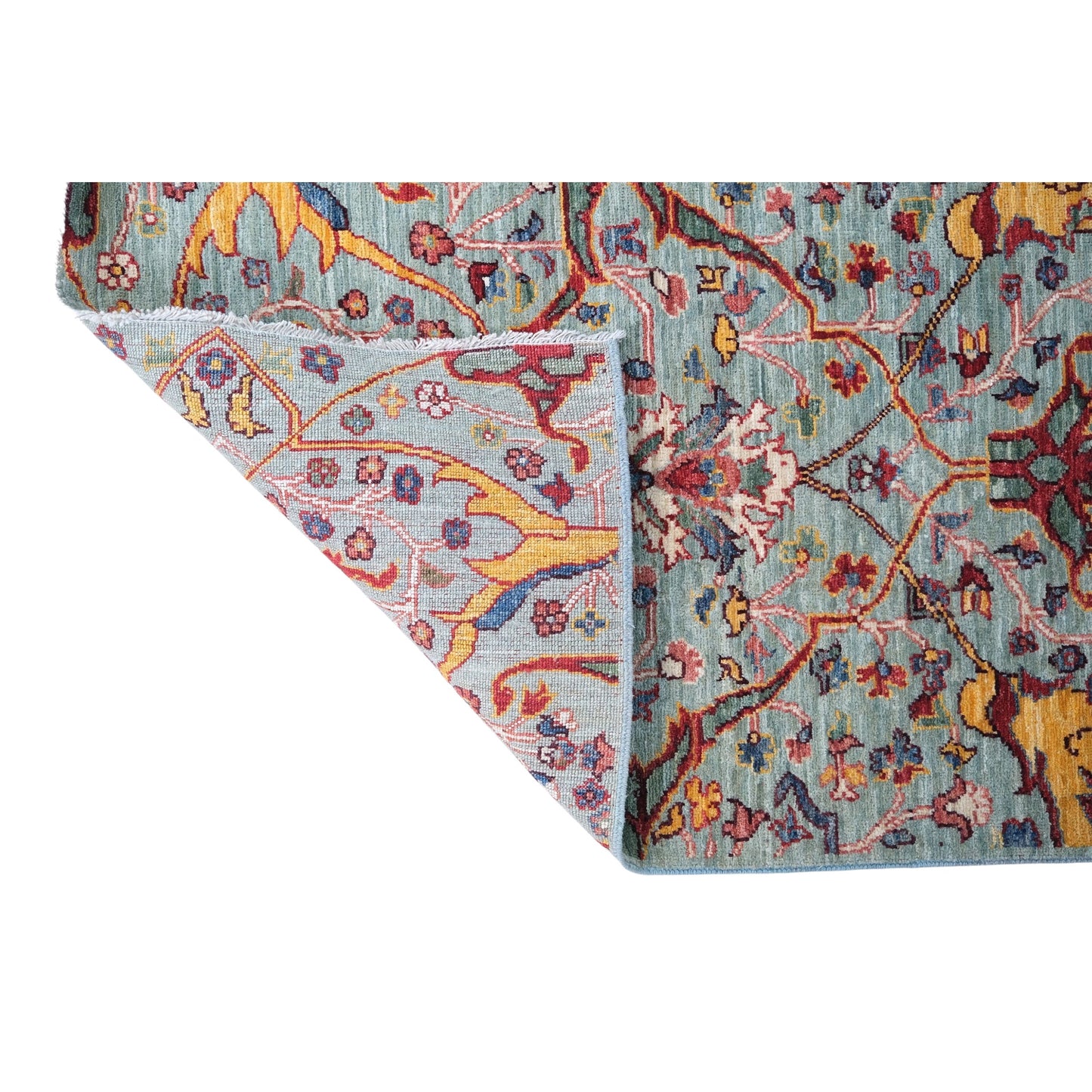 ARYANA ARYAN LIGHT GREEN / RED 2'5" X 19'4"