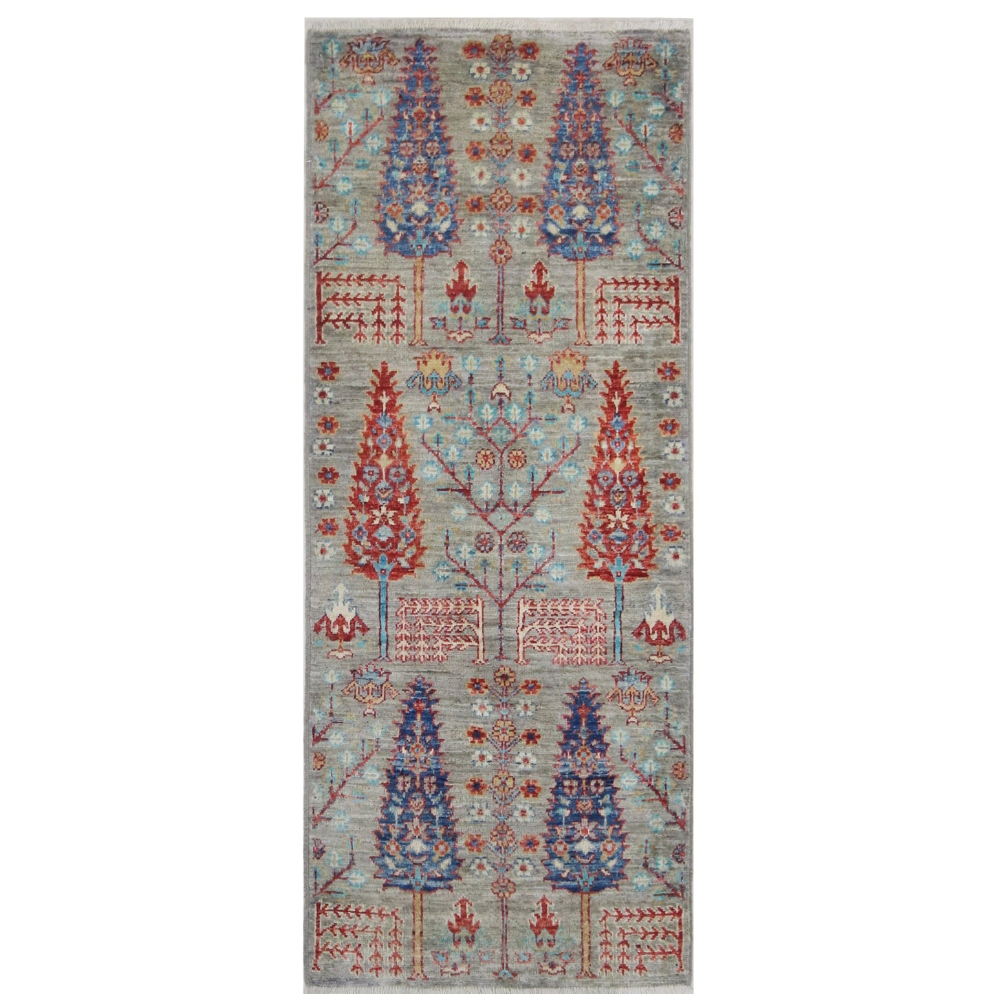 ARYANA ARYAN LIGHT GREEN / RED 2'1" X 5'3"