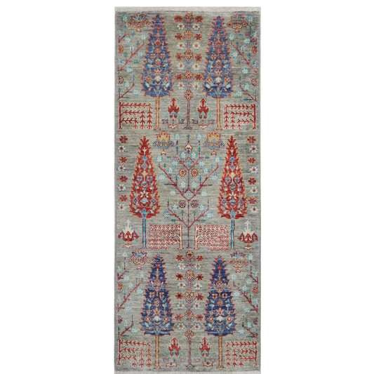 ARYANA ARYAN LIGHT GREEN / RED 2'1" X 5'3"