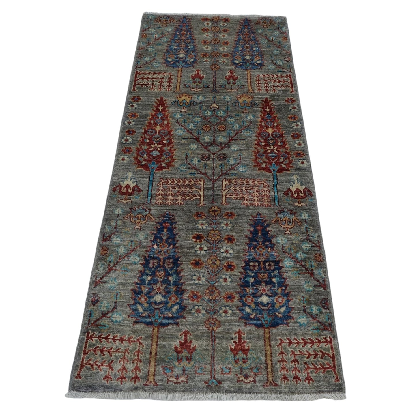 ARYANA ARYAN LIGHT GREEN / RED 2'1" X 5'3"