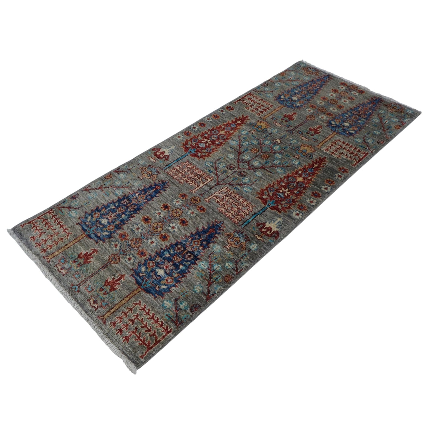 ARYANA ARYAN LIGHT GREEN / RED 2'1" X 5'3"