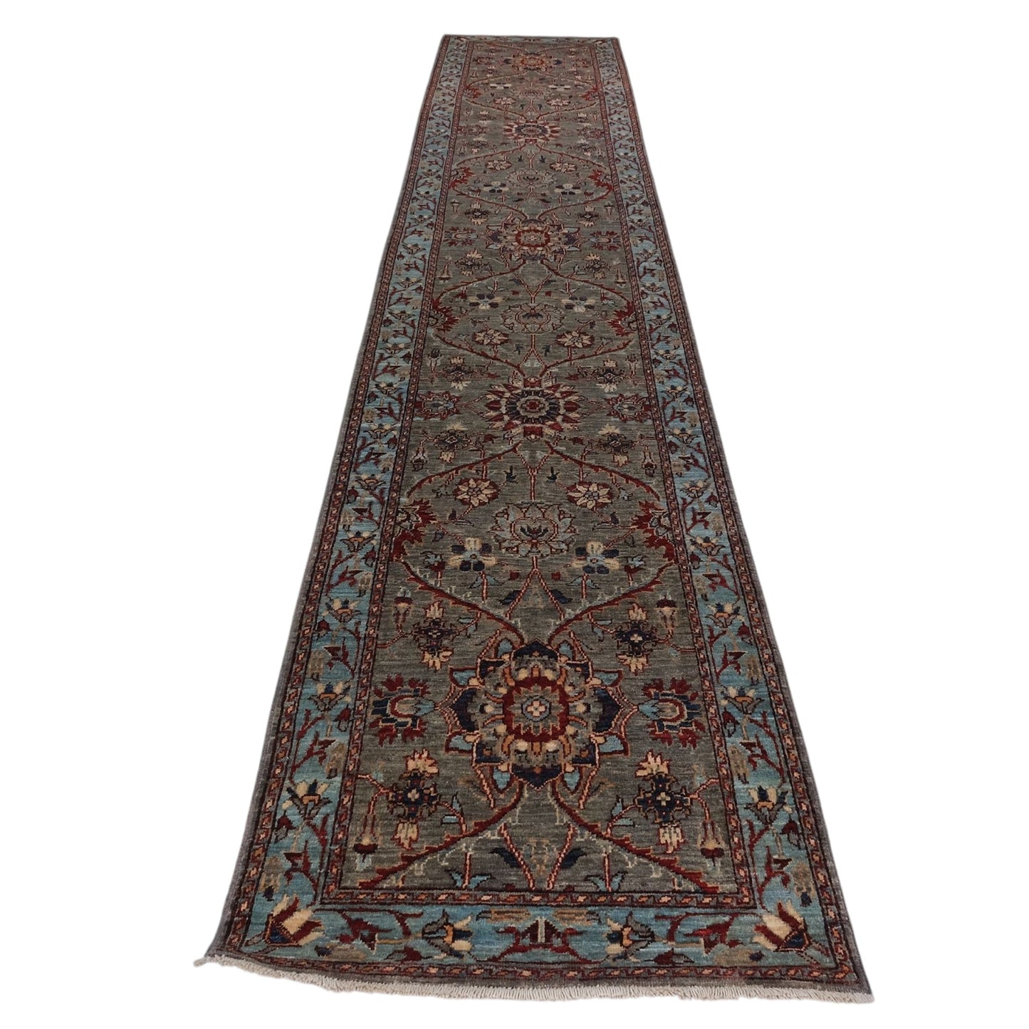 ARYANA ARYAN LIGHT GREEN / LIGHT BLUE 2'6" X 14'2"