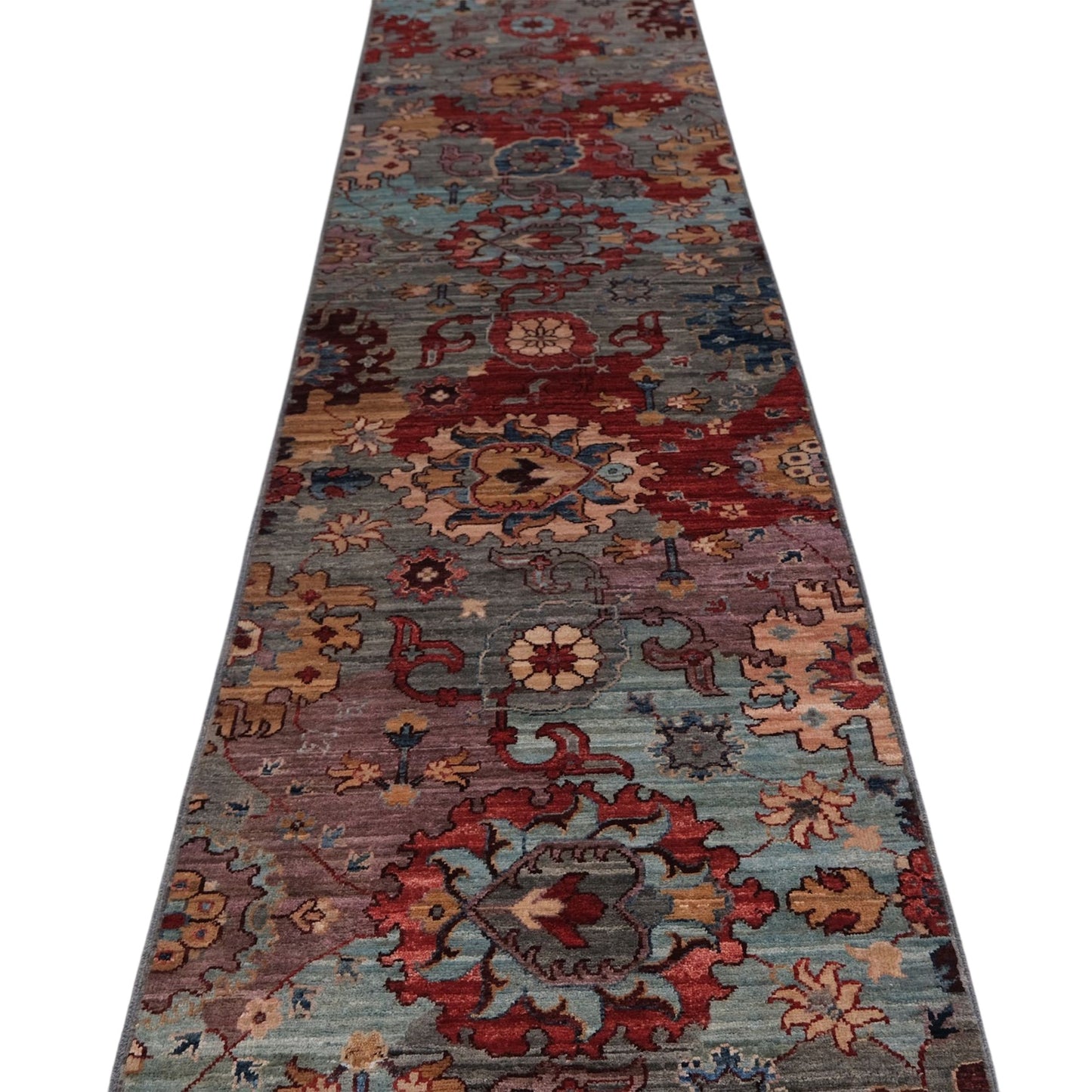 ARYANA ARYAN LIGHT BLUE / RED 2'5" X 18'1"