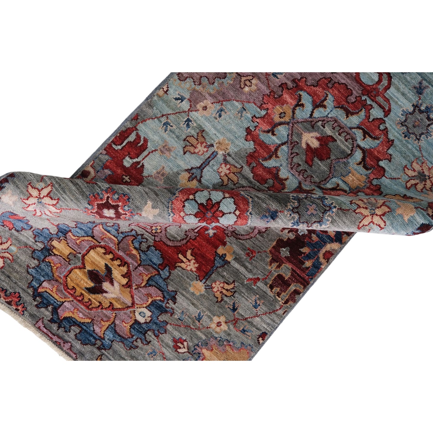 ARYANA ARYAN LIGHT BLUE / RED 2'5" X 18'1"