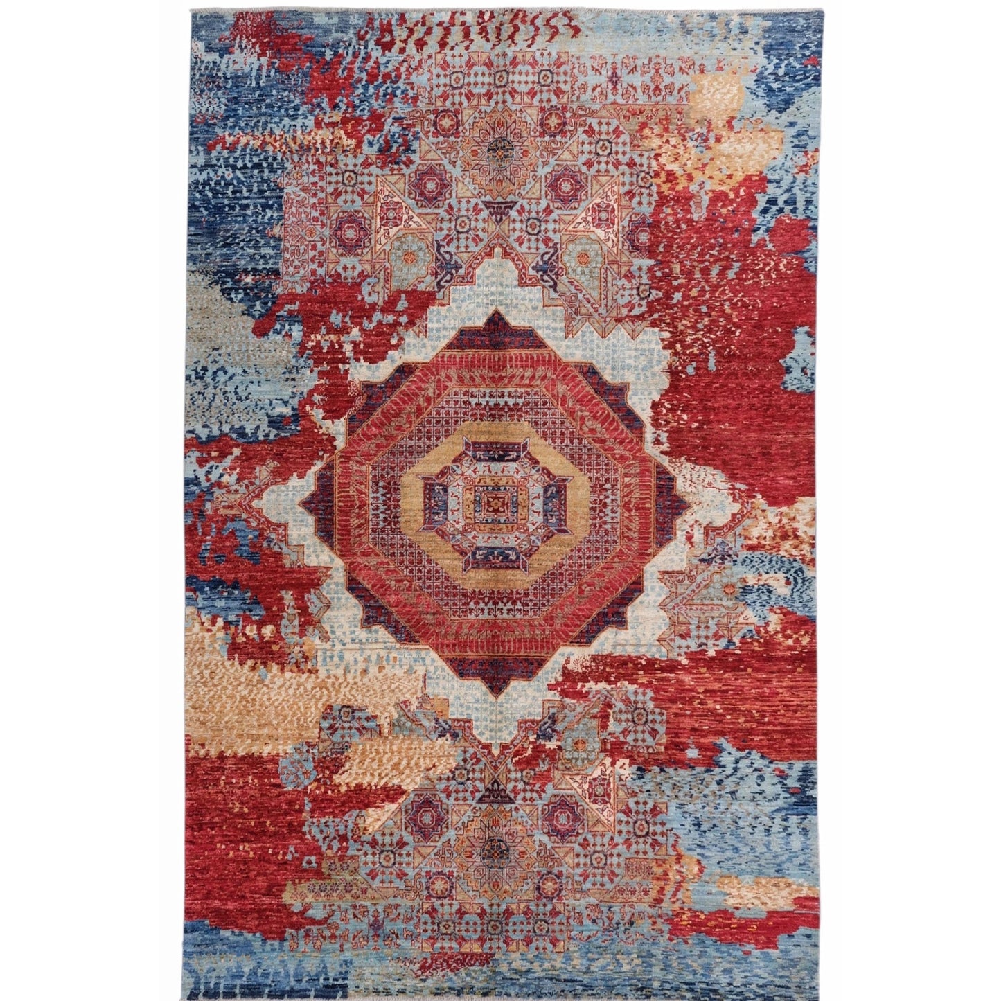 ARYANA ARYAN RED / LIGHT BLUE 6' X 9'