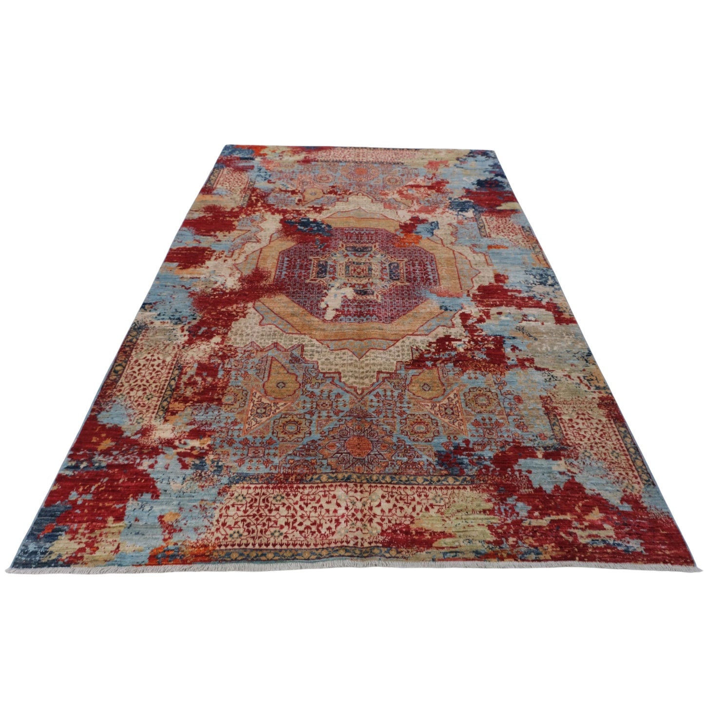 ARYANA ARYAN LIGHT BLUE / RED 5'10" X 8'9"