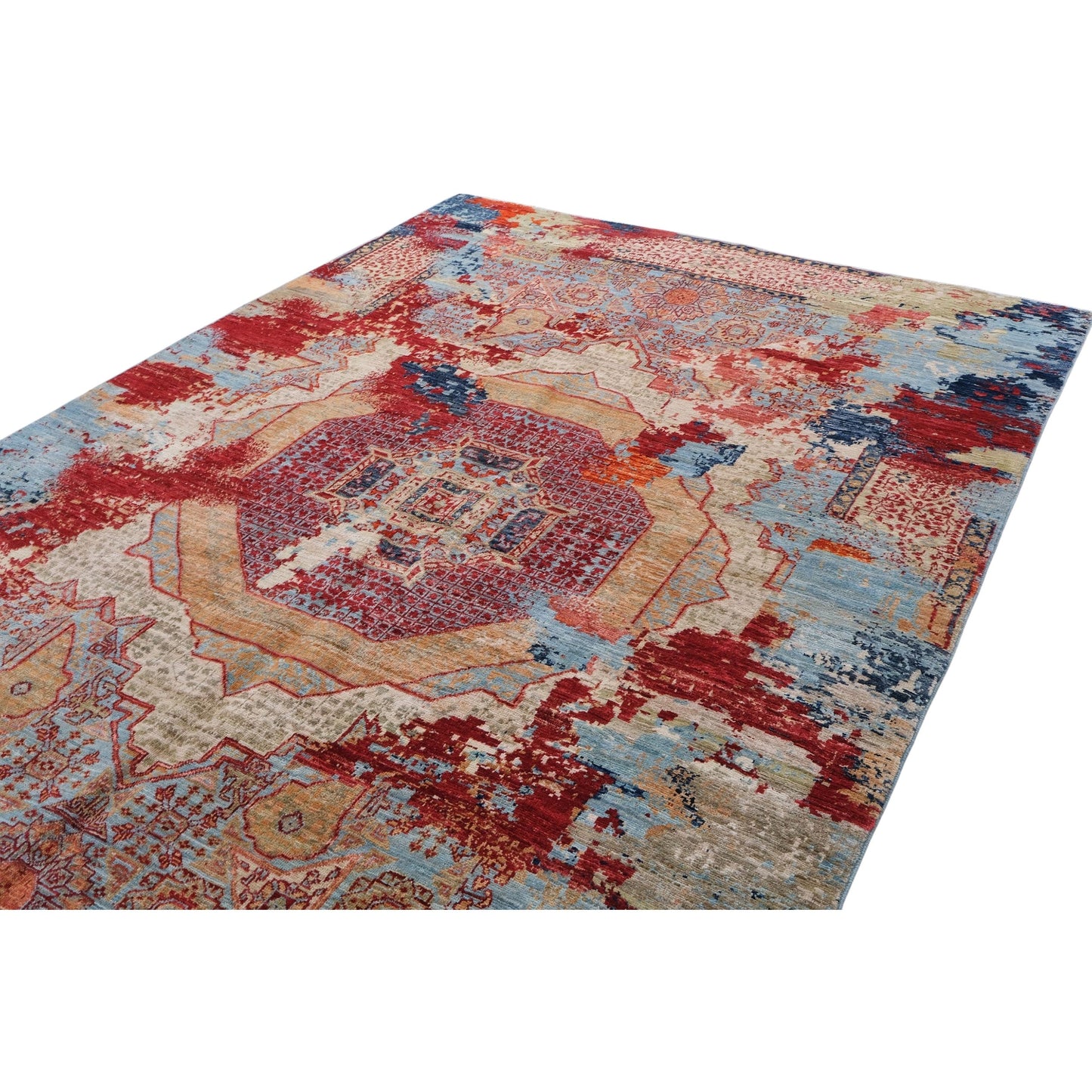ARYANA ARYAN LIGHT BLUE / RED 5'10" X 8'9"