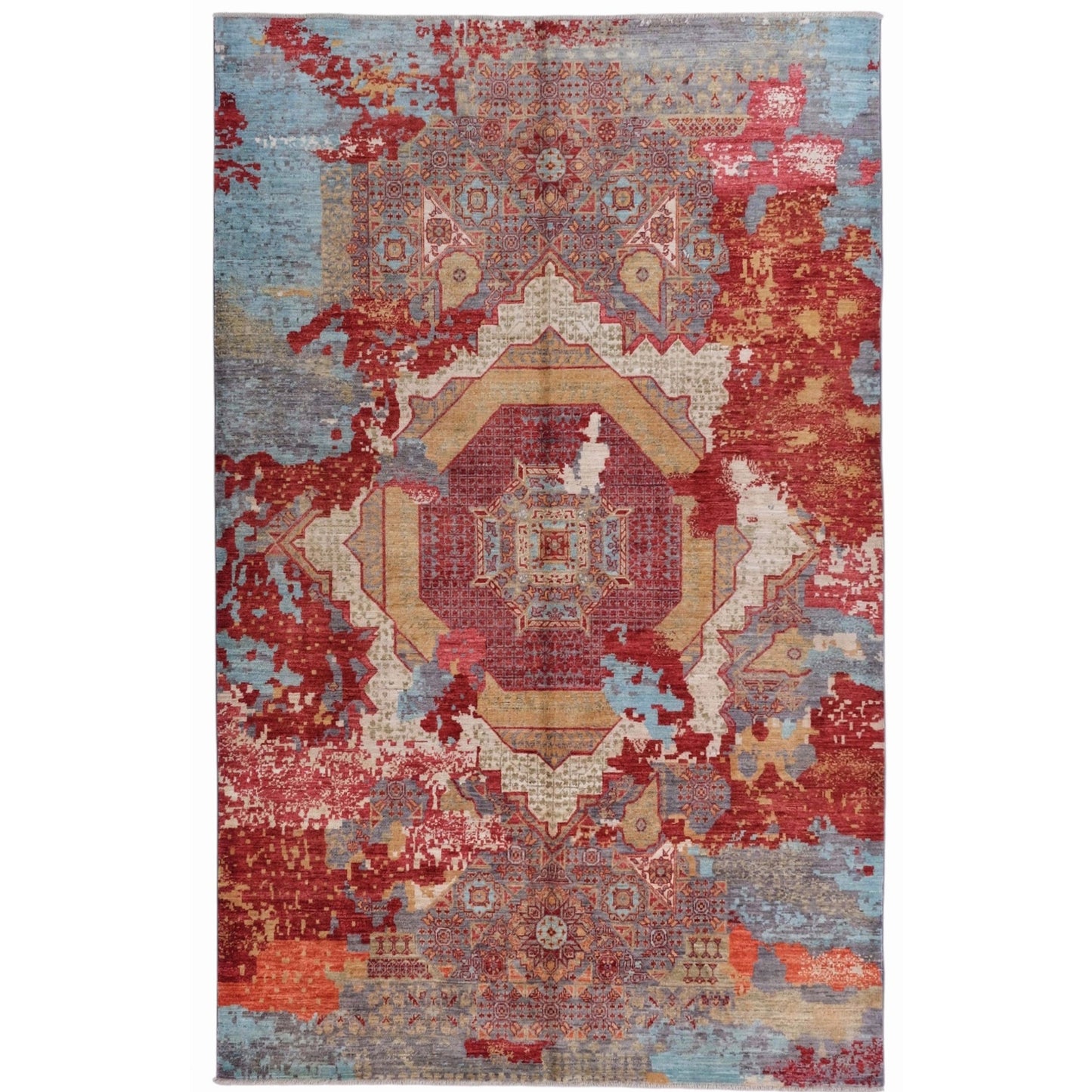 ARYANA ARYAN RED / LIGHT BLUE 6' X 9'1"