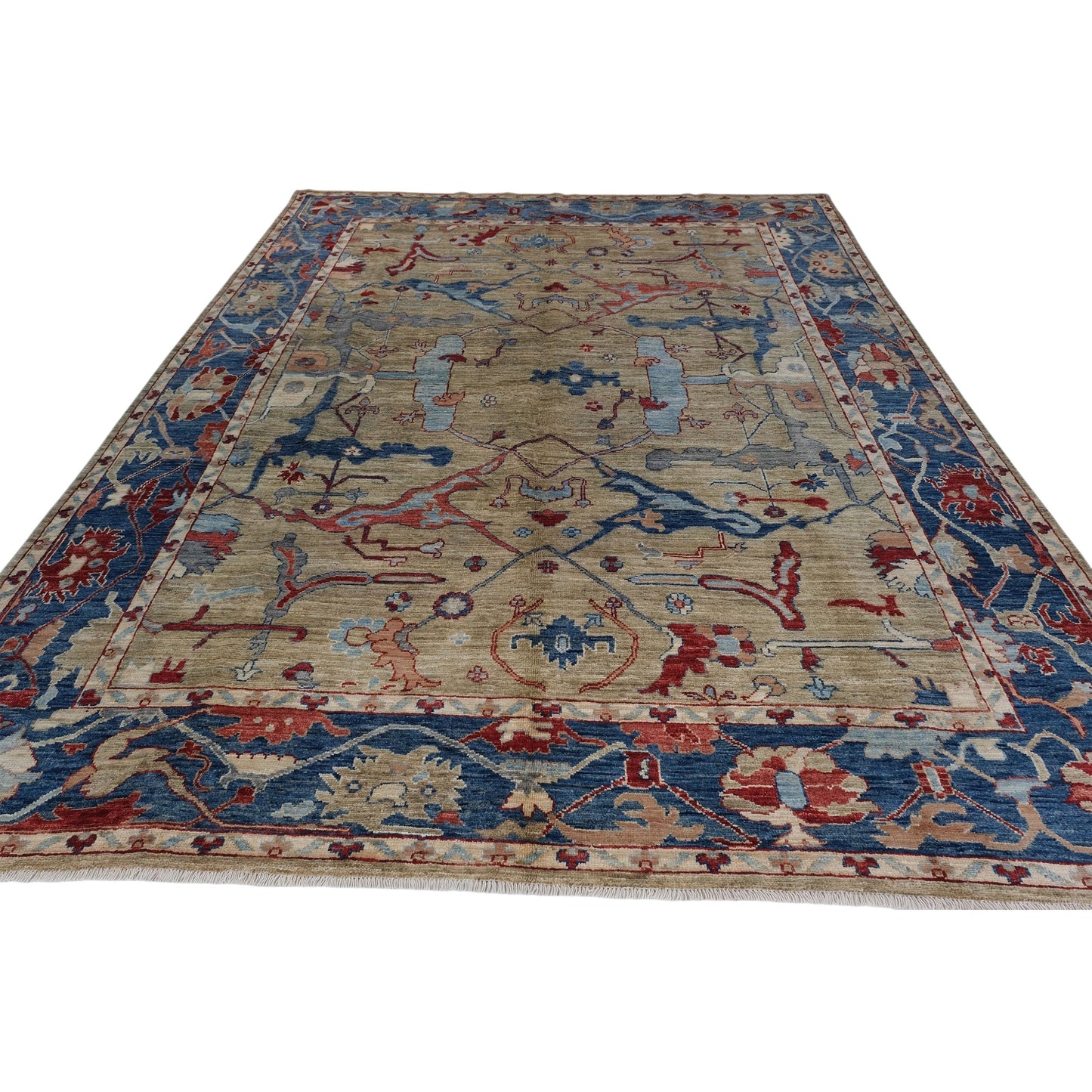 ARYANA ARYAN LIGHT GREEN / NAVY 7'8" X 9'9"