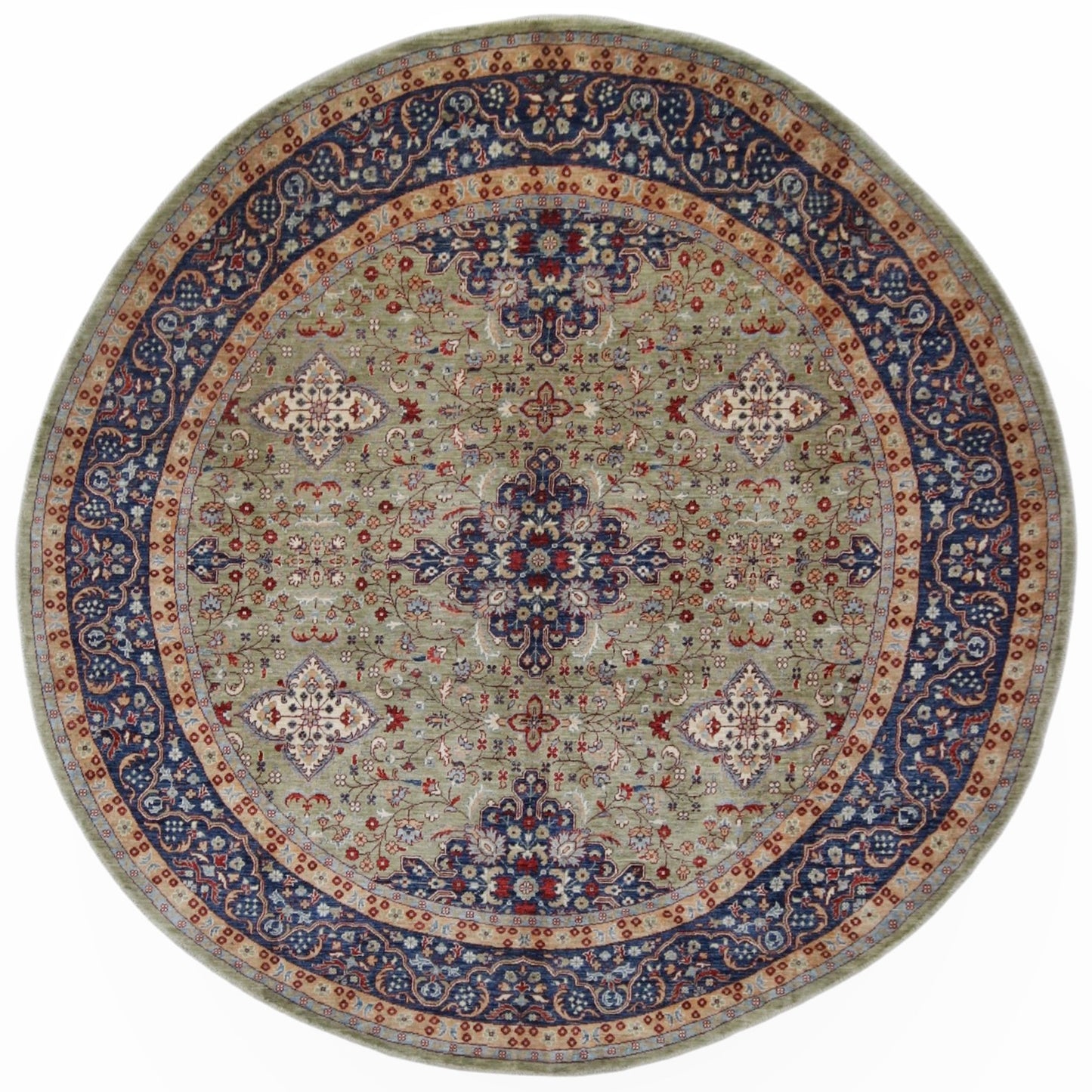 ARYANA ARYAN LIGHT GREEN / NAVY 8'9" X 8'11"