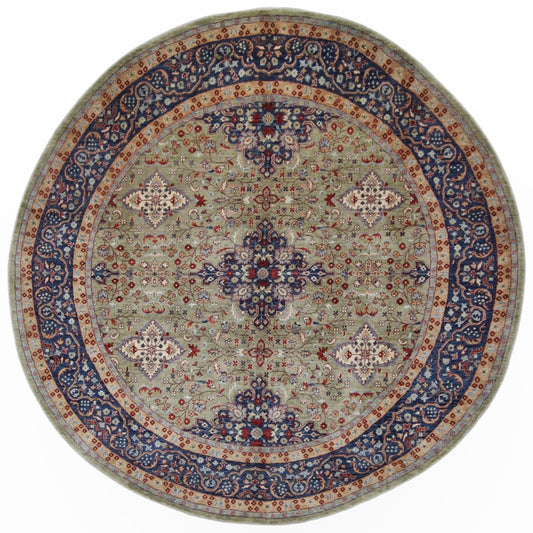 ARYANA ARYAN LIGHT GREEN / NAVY 8'9" X 8'11"