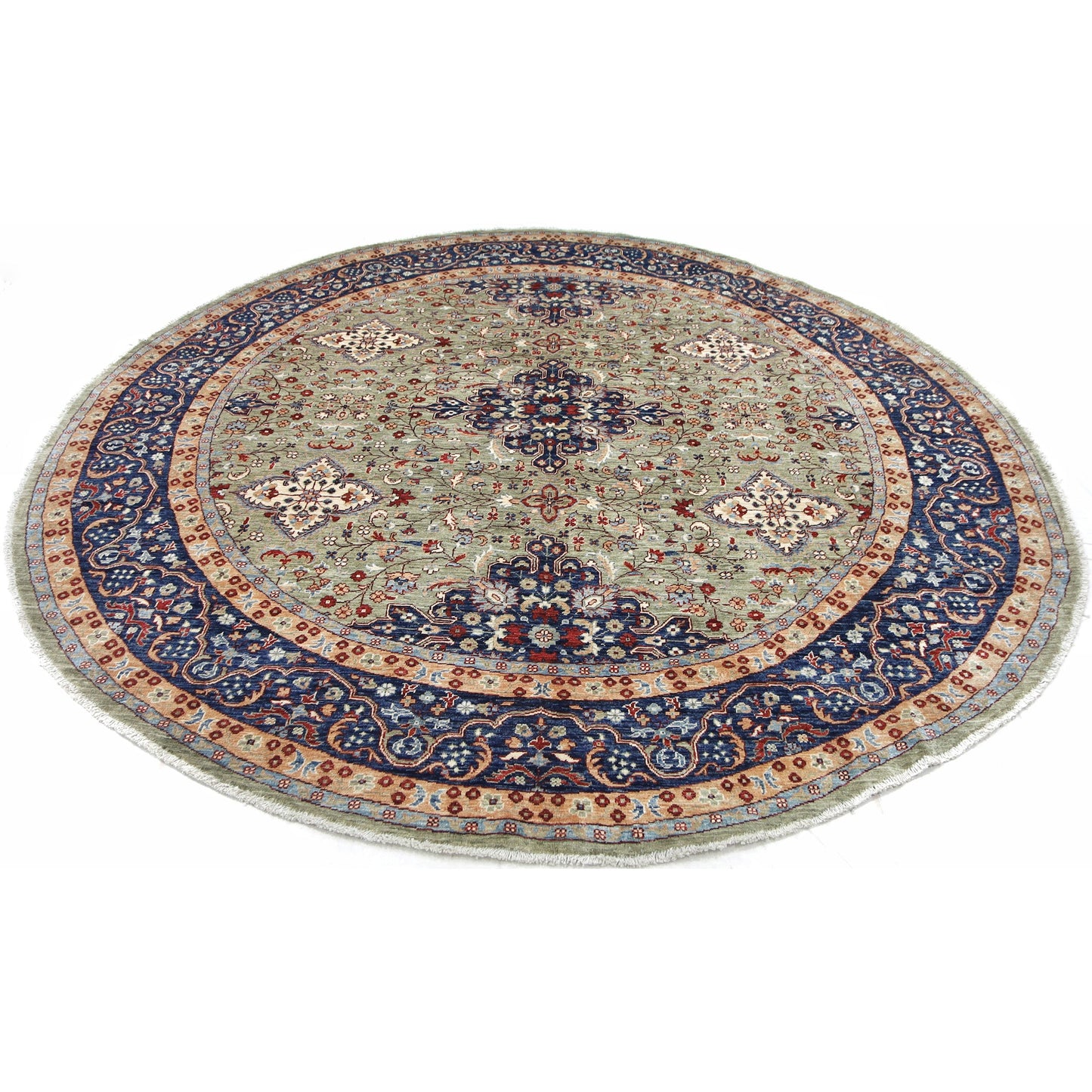 ARYANA ARYAN LIGHT GREEN / NAVY 8'9" X 8'11"
