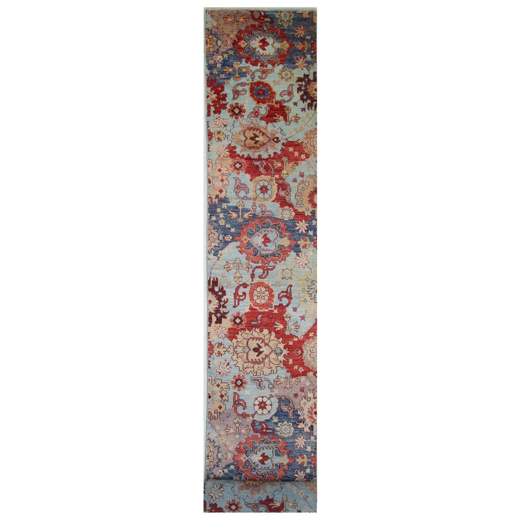 ARYANA ARYAN LIGHT BLUE / RED 2'6" X 22'8"