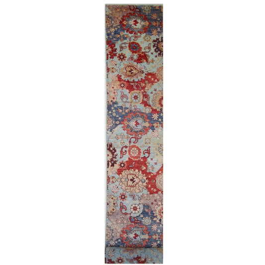 ARYANA ARYAN LIGHT BLUE / RED 2'6" X 22'8"