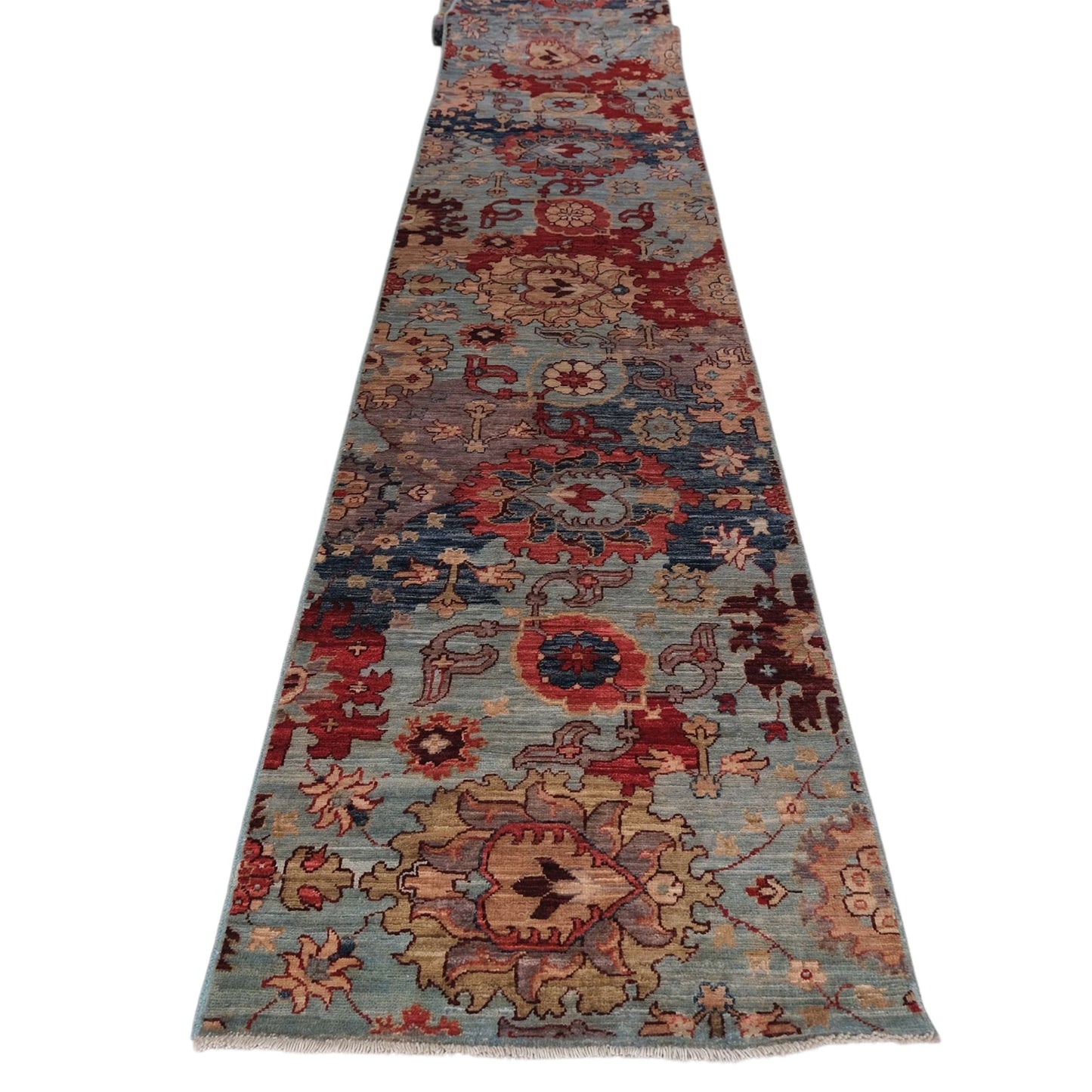 ARYANA ARYAN LIGHT BLUE / RED 2'6" X 22'8"