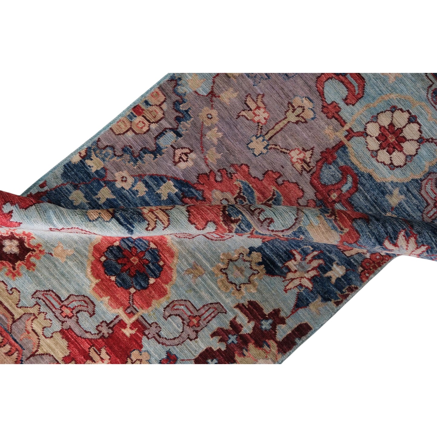 ARYANA ARYAN LIGHT BLUE / RED 2'6" X 22'8"