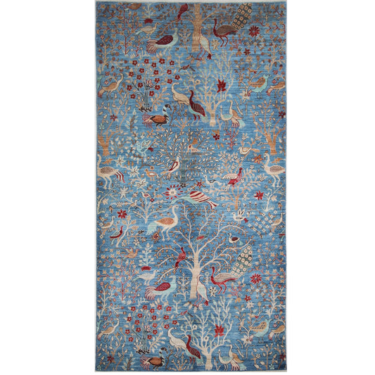 ARYANA ARYAN LIGHT BLUE / RED 5'1" X 10'1"