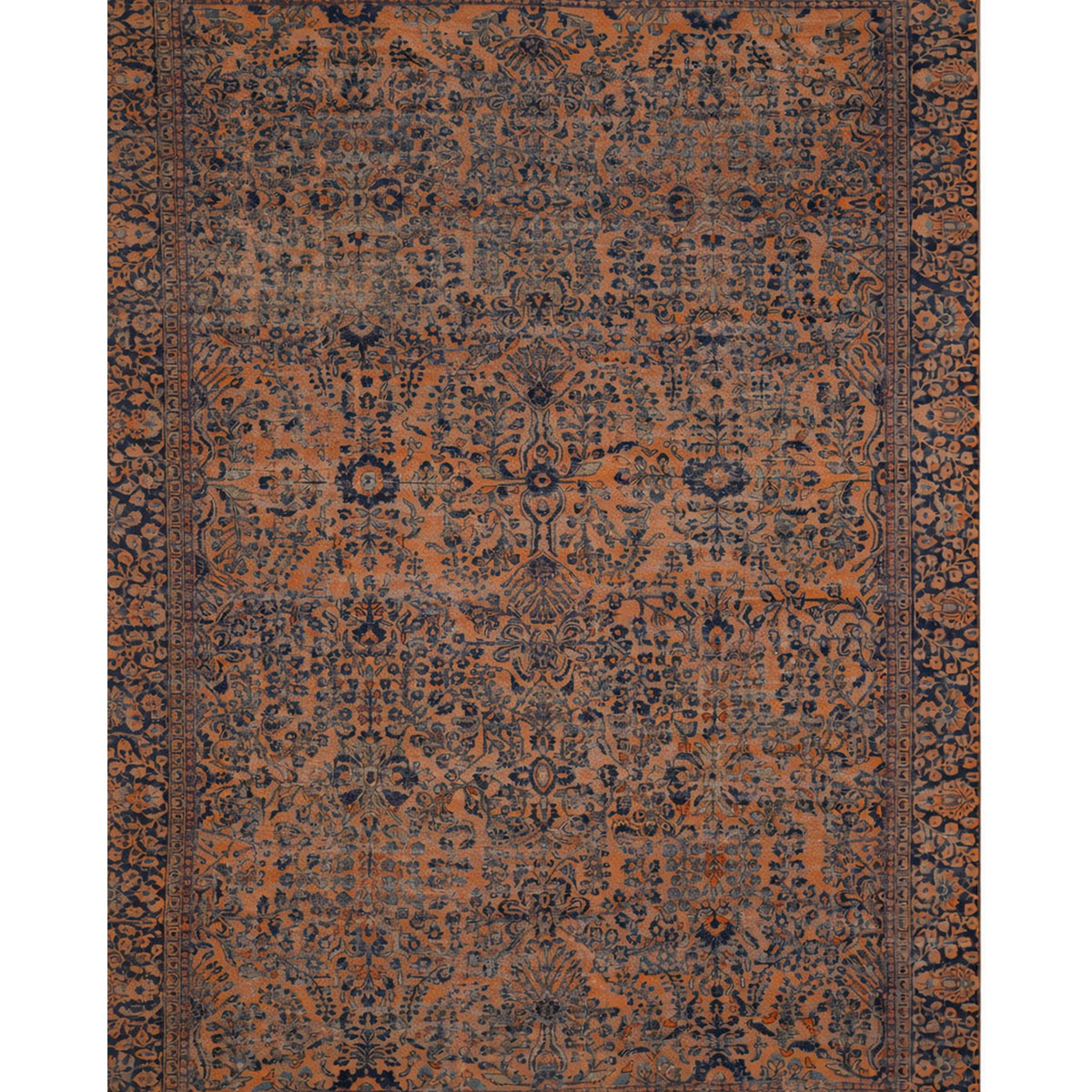ANTIQUE PERSIAN SAROUK ROSE / NAVY 11'8" X 17'6"