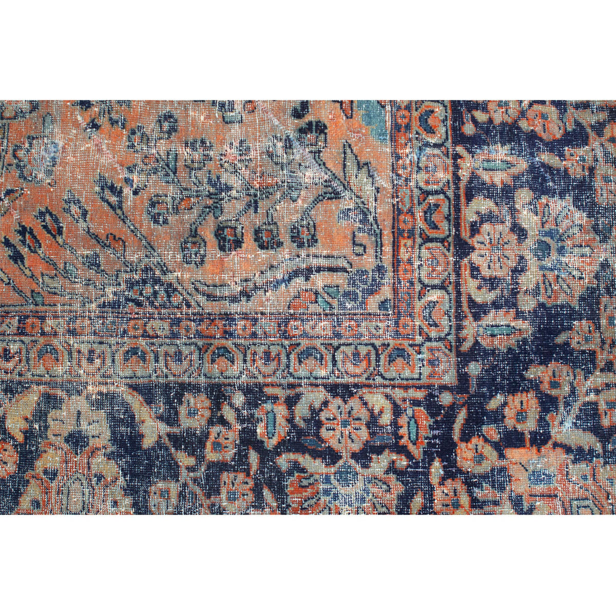 ANTIQUE PERSIAN SAROUK ROSE / NAVY 11'8" X 17'6"
