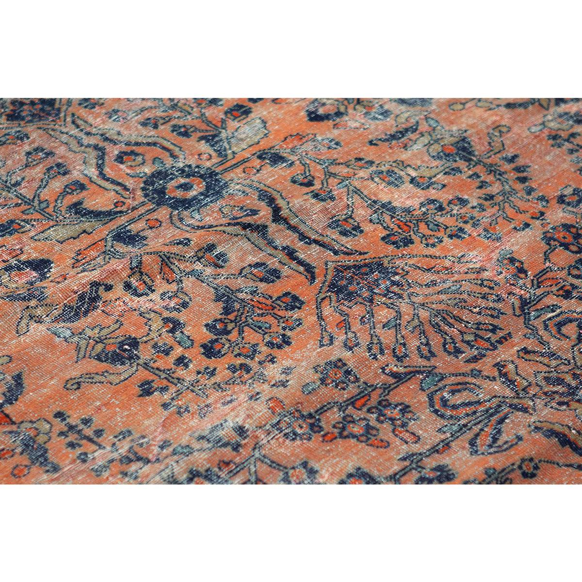 ANTIQUE PERSIAN SAROUK ROSE / NAVY 11'8" X 17'6"