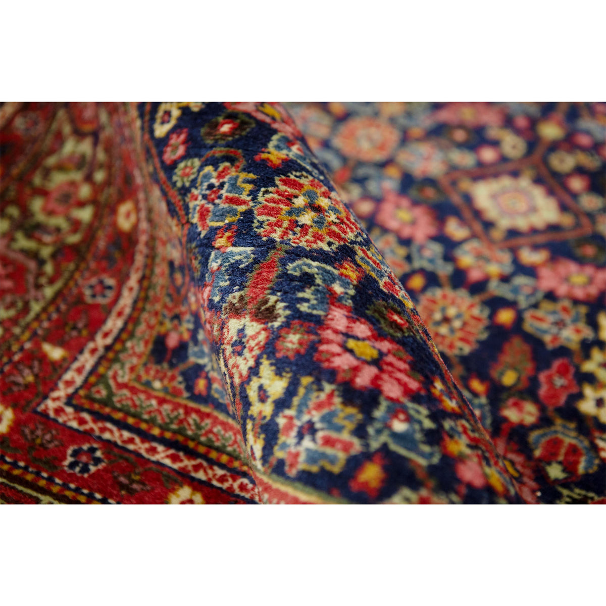 ANTIQUE PERSIAN FINE FARAHAN NAVY / RED 10' X 19'3"